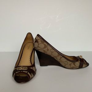 Coach Signature Peep Toe Wedge